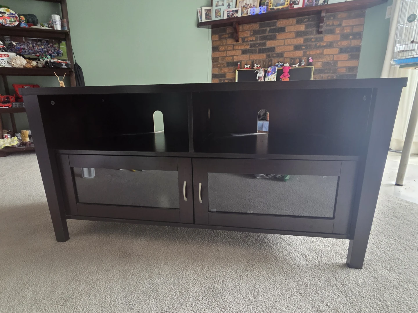 Dark Brown Media Console with Glass Doors - photo 3