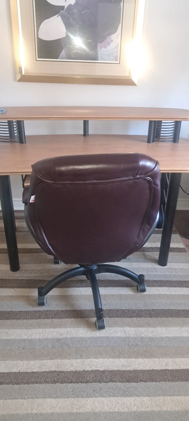 Brown Leather Office Chair and desk - photo 2