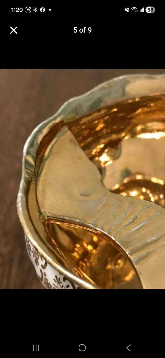 Vintage Mustache Cup with Gold Interior and Blue Accents - photo 3