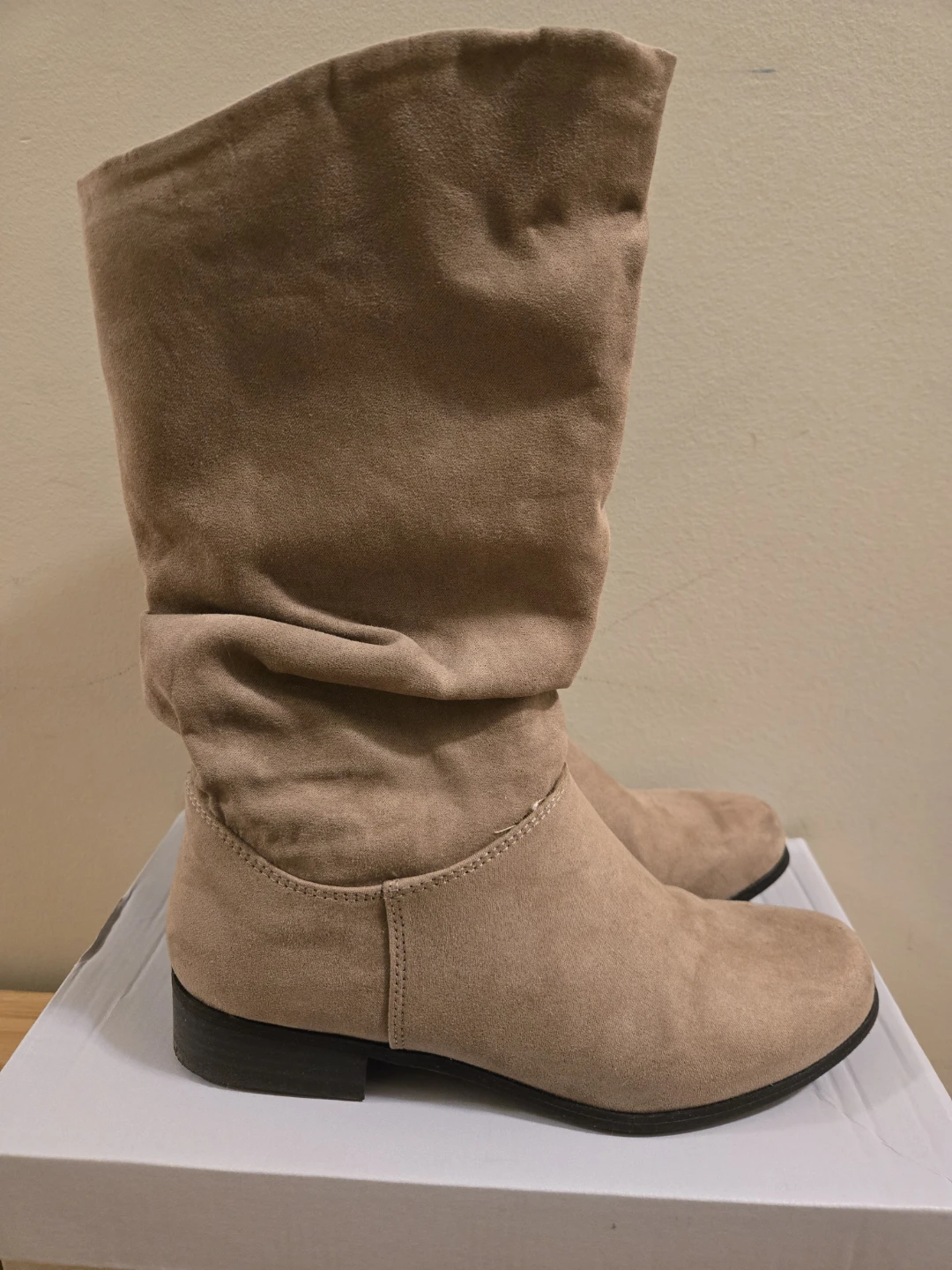Tan Suede Slouch Boots Size 5