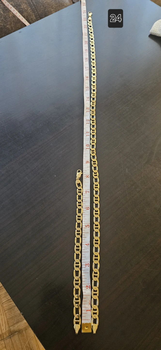 Gold Curb Chain Necklace and Bracelet - photo 2