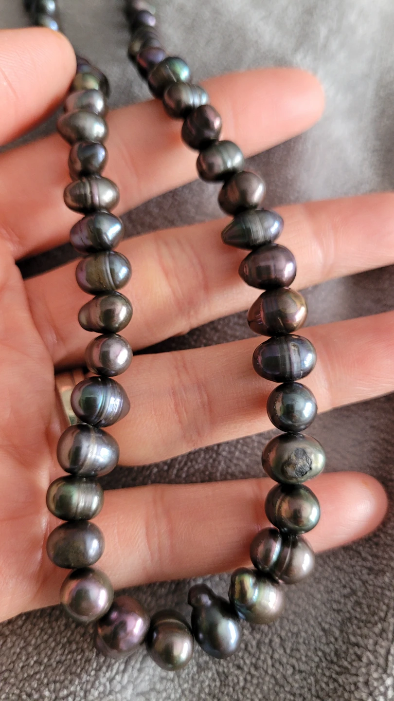 Black Freshwater Pearl Necklace with Silver Clasp - photo 5