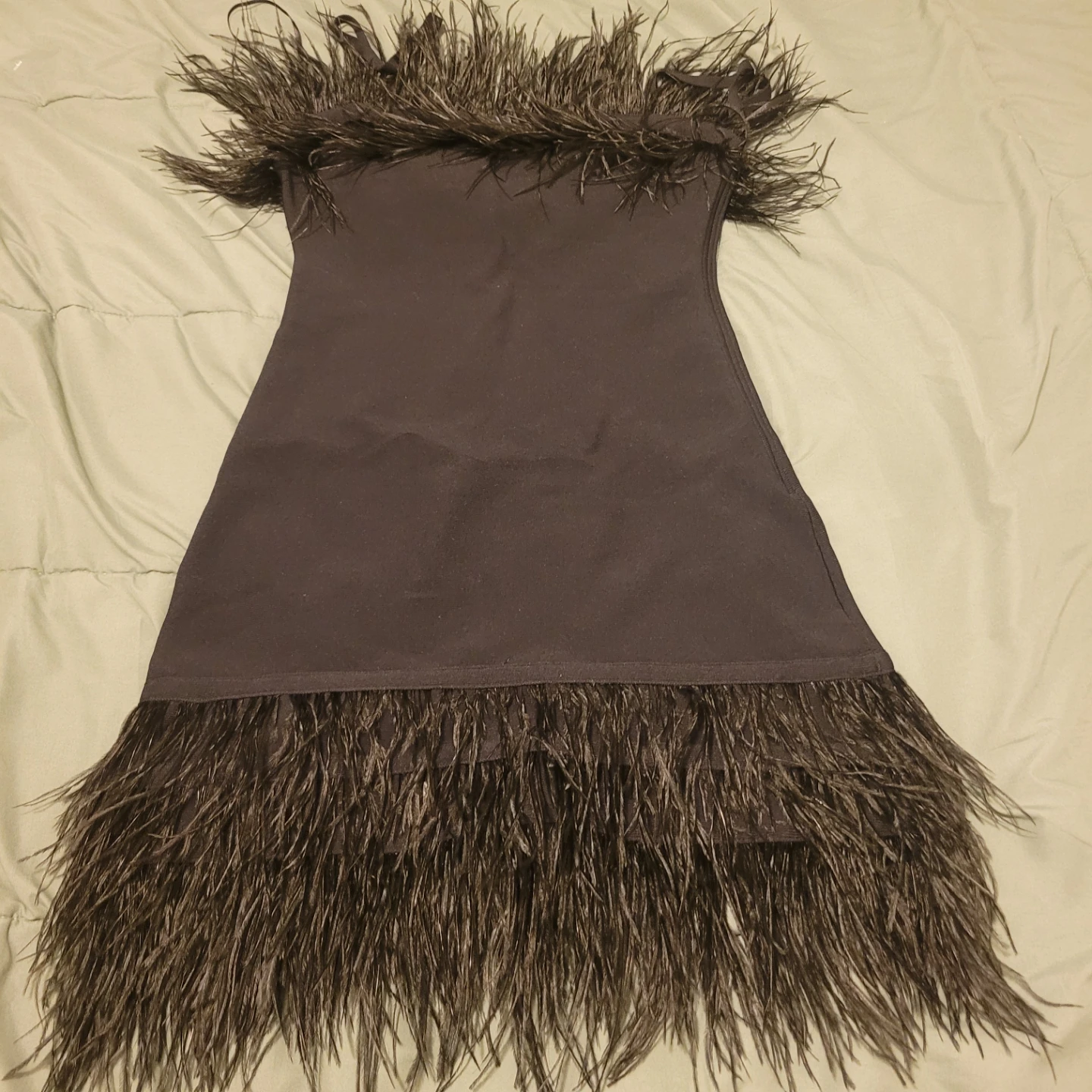 Staud Black Feather Trim Dress medium - photo 3