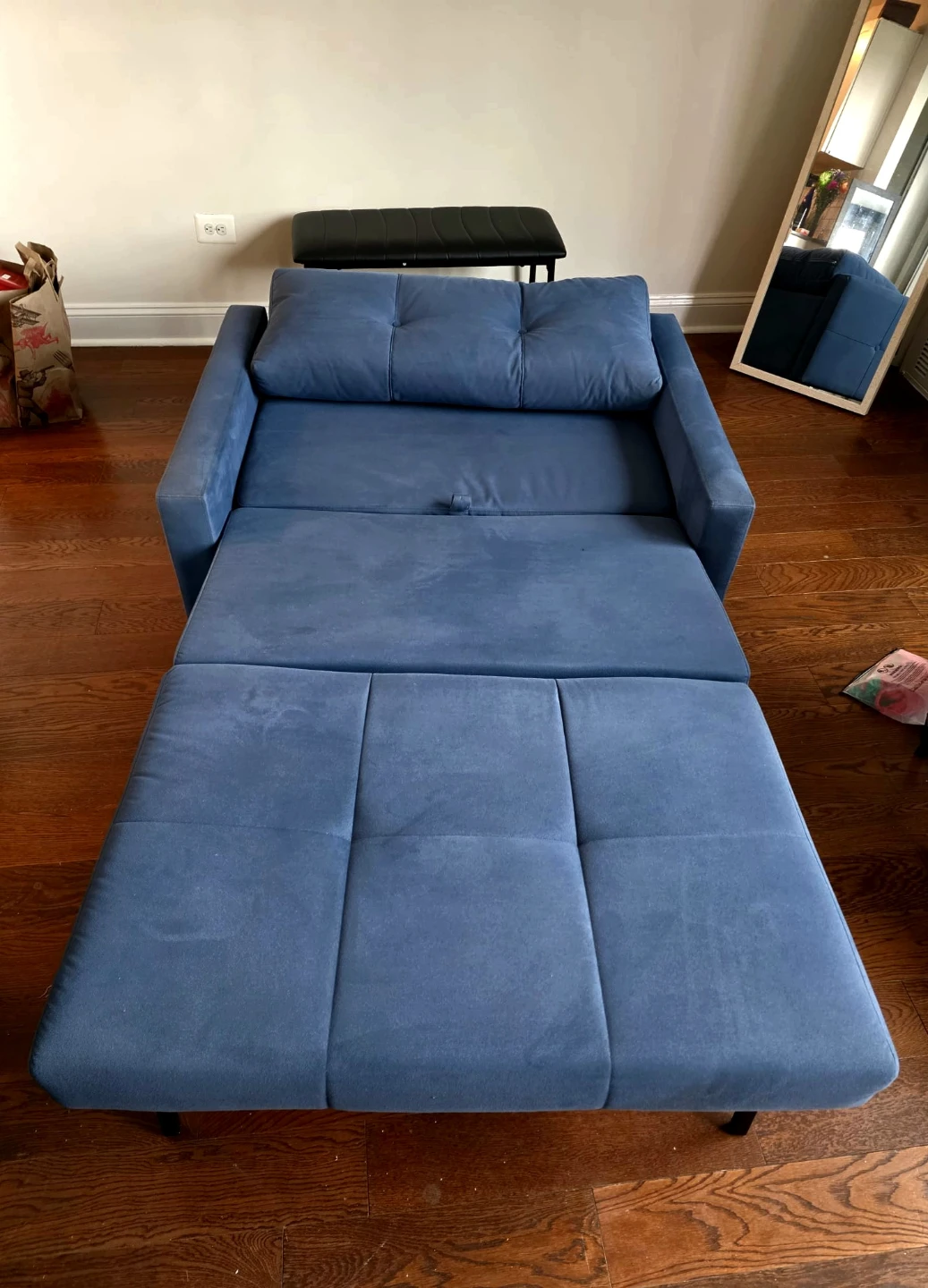 Blue Convertible Sofa Bed Futon - photo 2