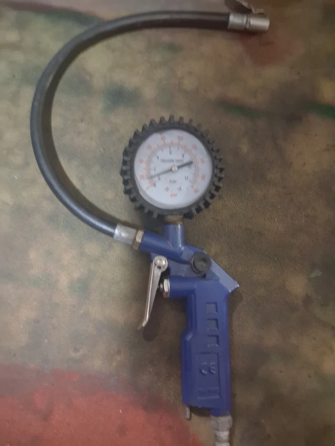 Blue Tire Inflator with Pressure Gauge
