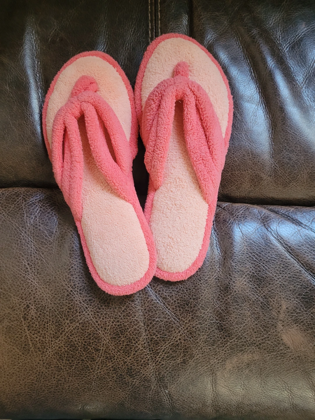 Pink Plush Flip Flop Slippers