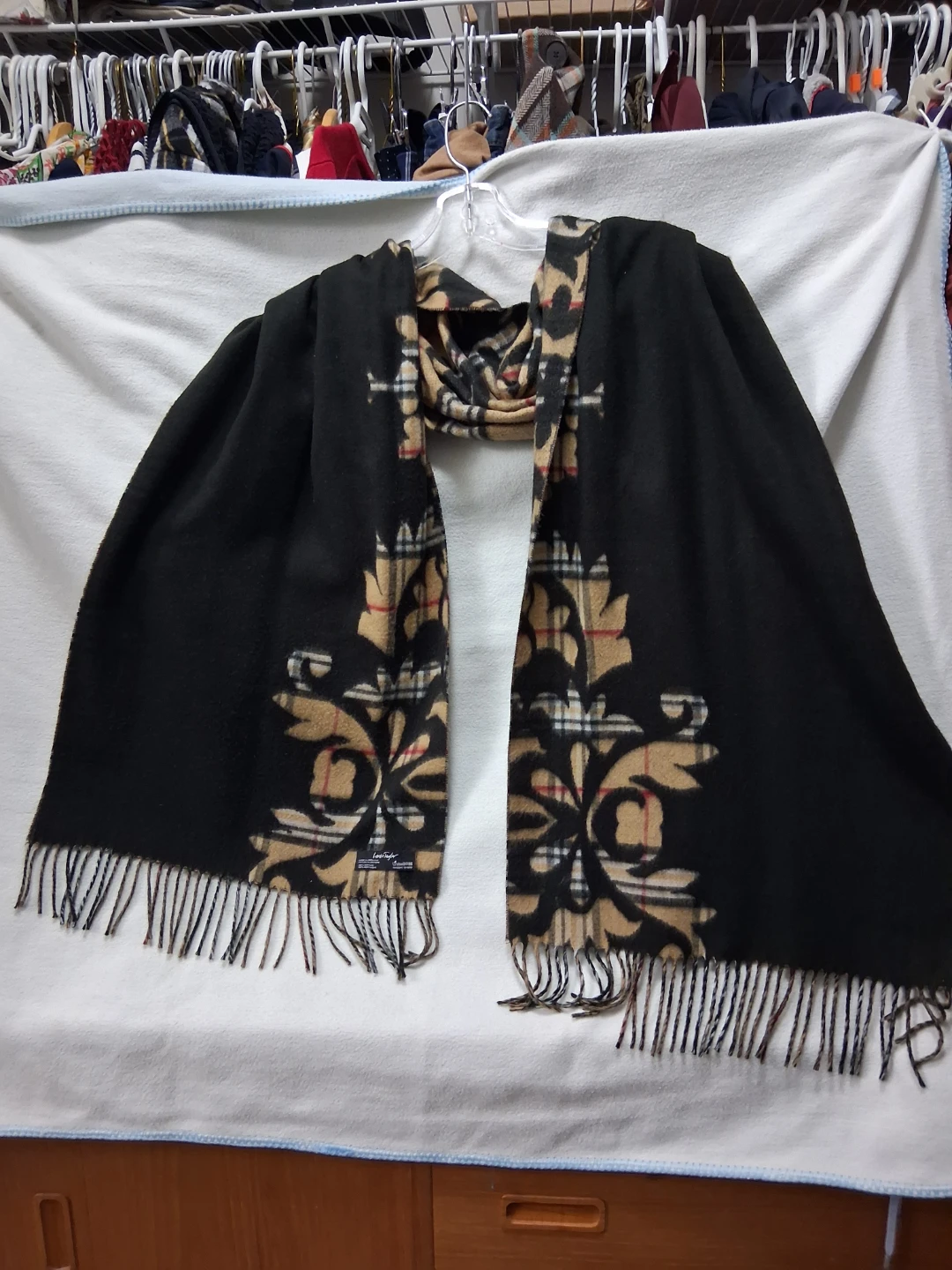 Scarf with Black Floral Print