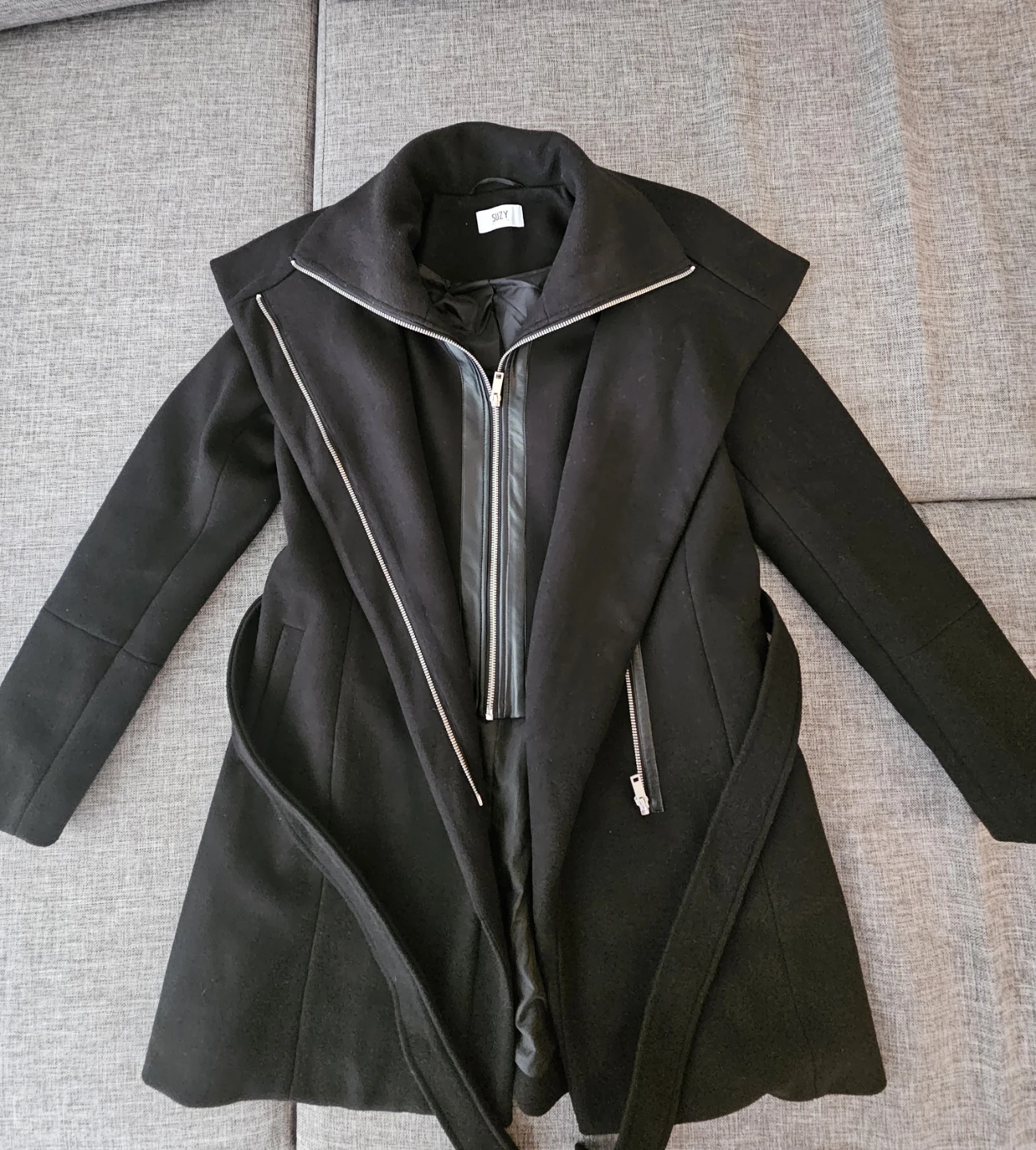 Suzy Women's Black Belted Coat - photo 2