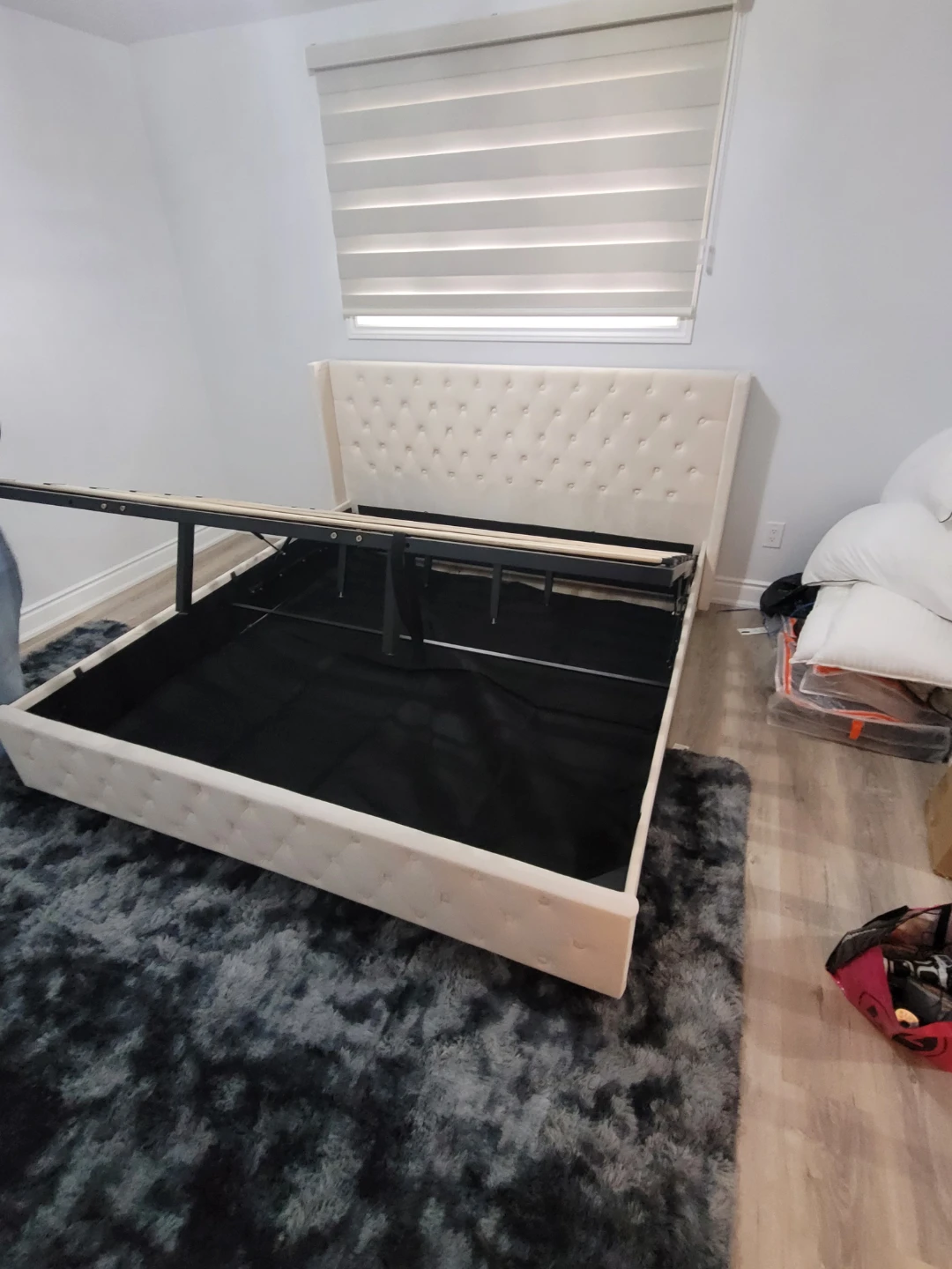 Upholstered king Bed Frame - Cream