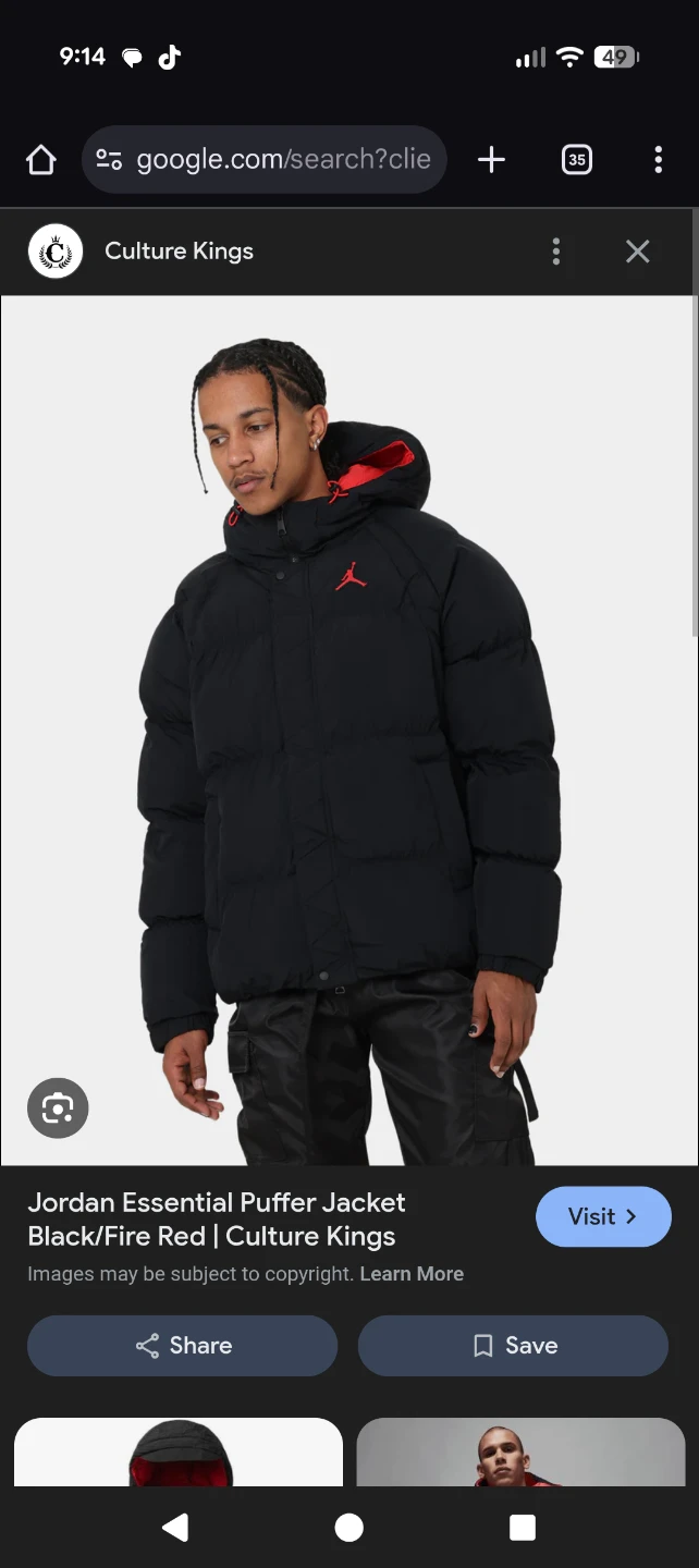 Jordan Essential Puffer Jacket Black/Fire Red