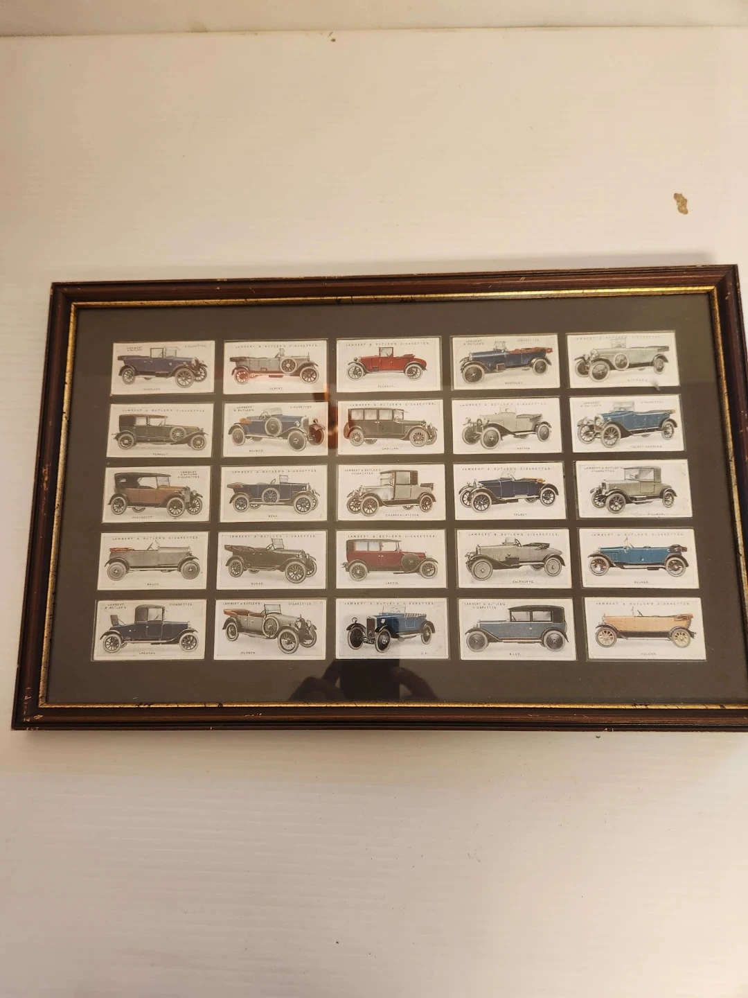 Framed Collection of Vintage Motor Car Cigarette Cards