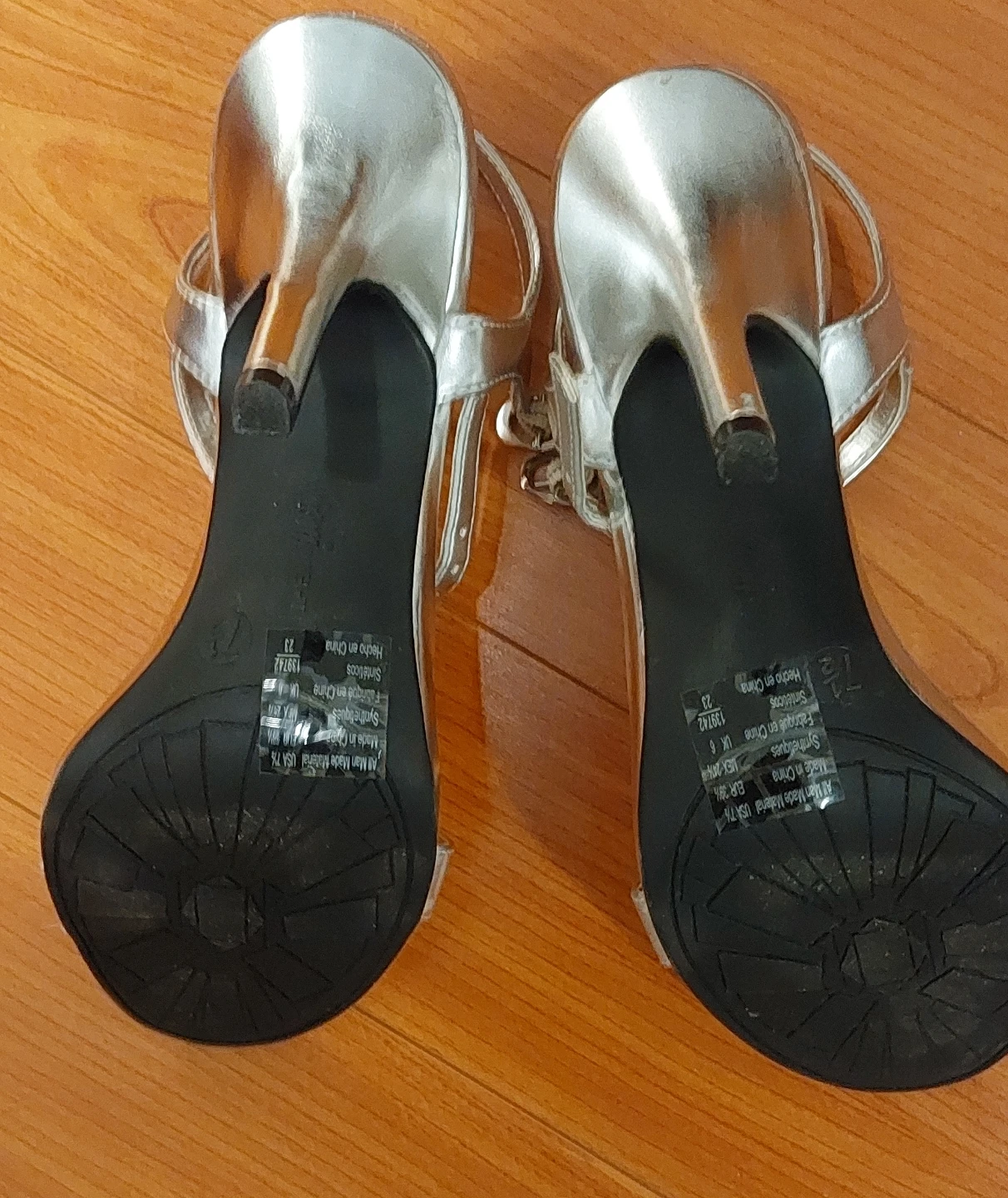 Silver Strappy Heels with Rhinestones - Size 7.5 - photo 2