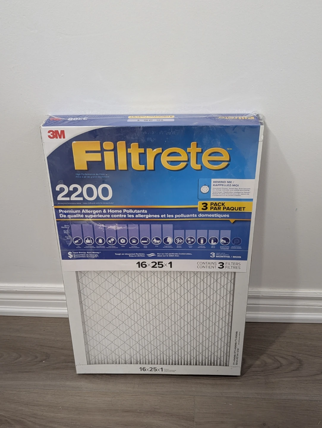 Filtrete 2200 Premium Air Filter 3 Pack 16x25x1