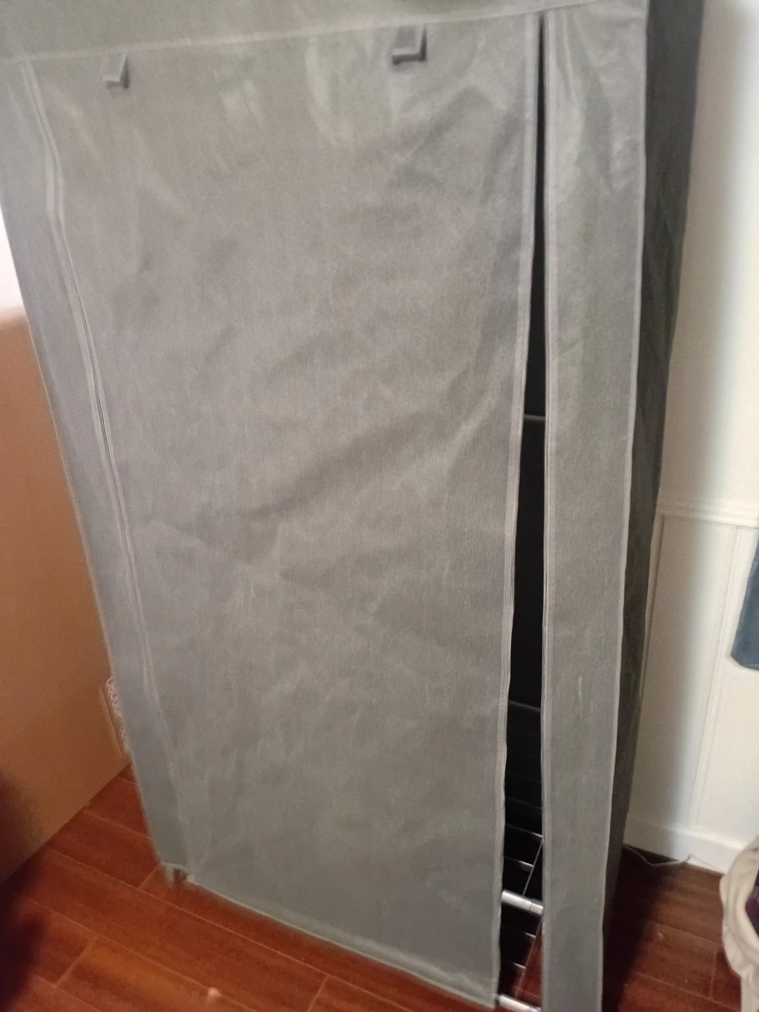 Grey Fabric Wardrobe with Metal Frame - photo 2