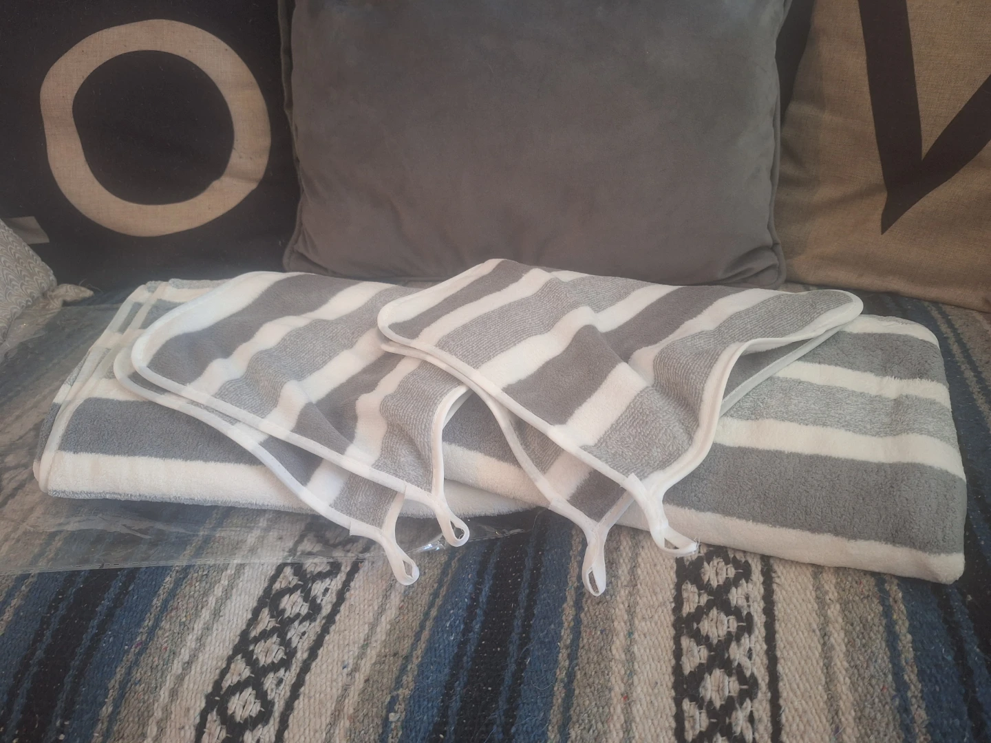NEW Grey Striped Towels and Face Clothes Set 💧