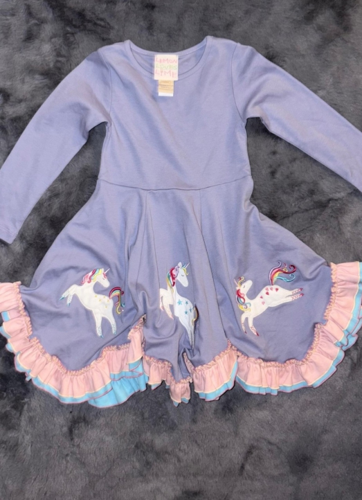 Lemon Loves Lime Girls Unicorn Dress Size 4 - photo 3