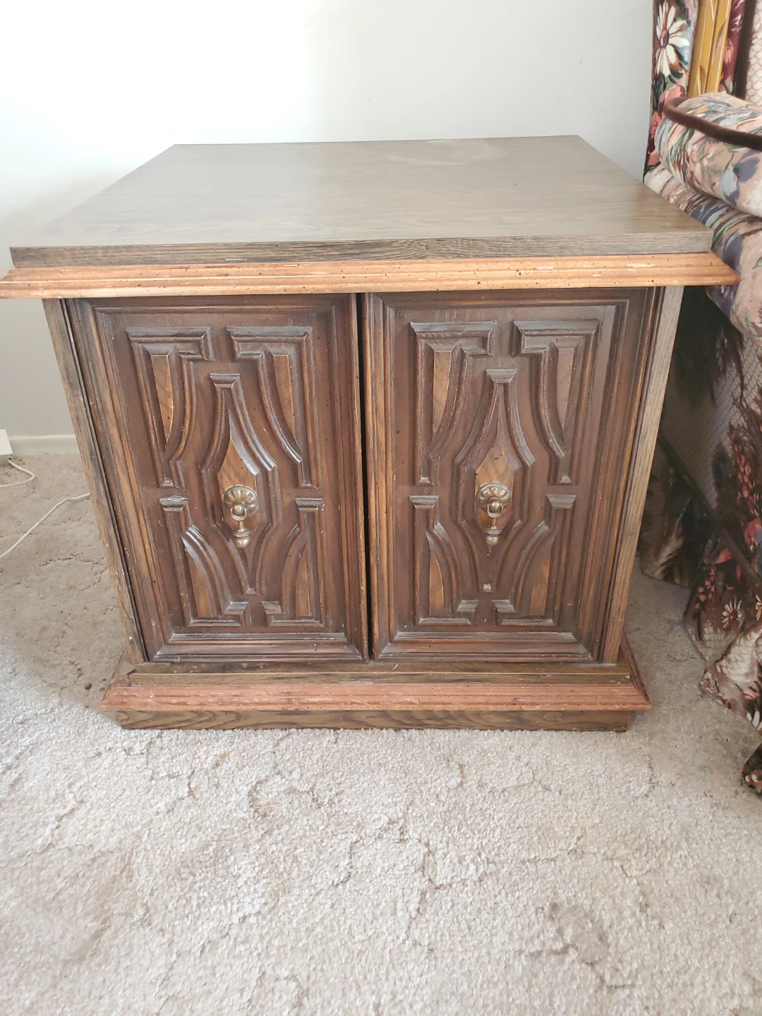 Vintage Wood End Table Cabinet