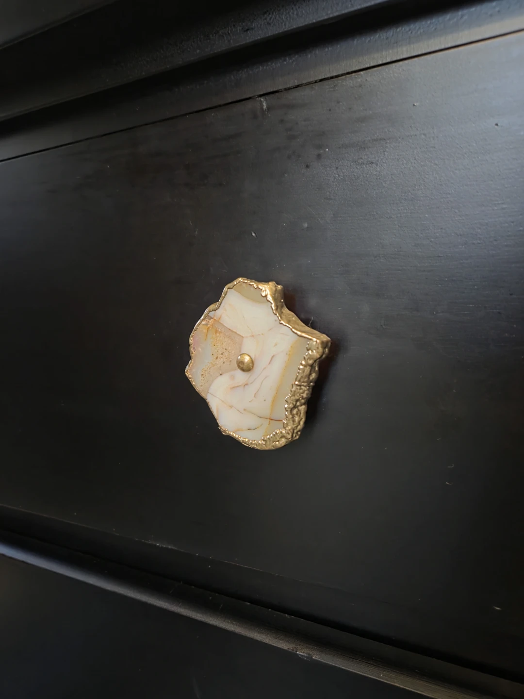 Black Two-Drawer Nightstands with Unique Stone Pulls - photo 2
