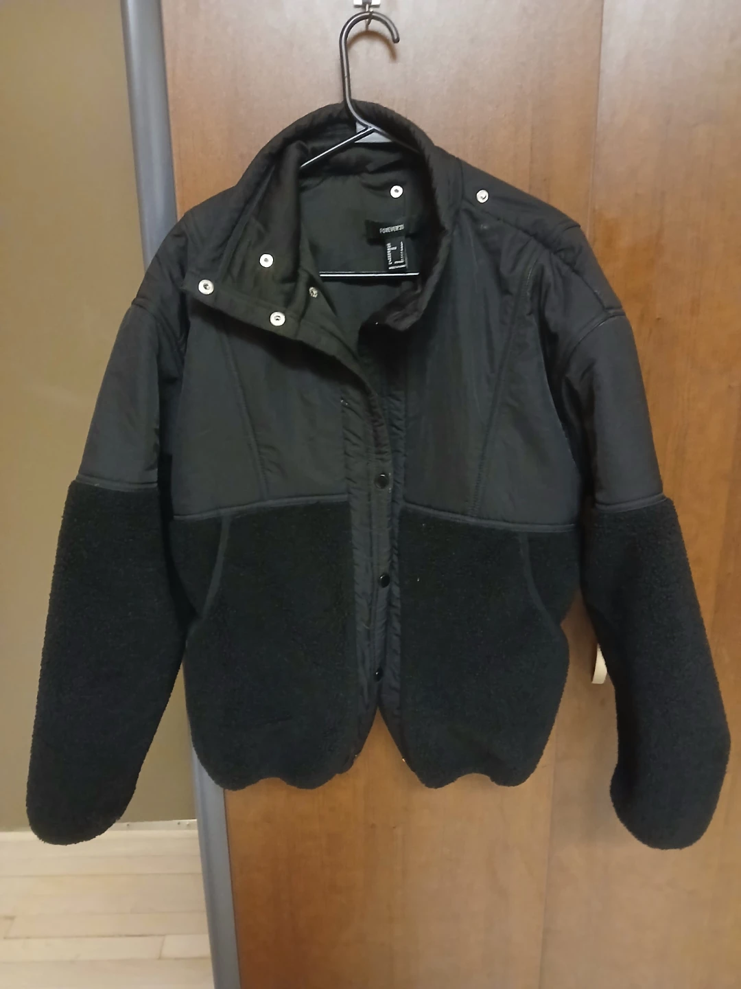 Forever 21 Black Fleece and Nylon Jacket