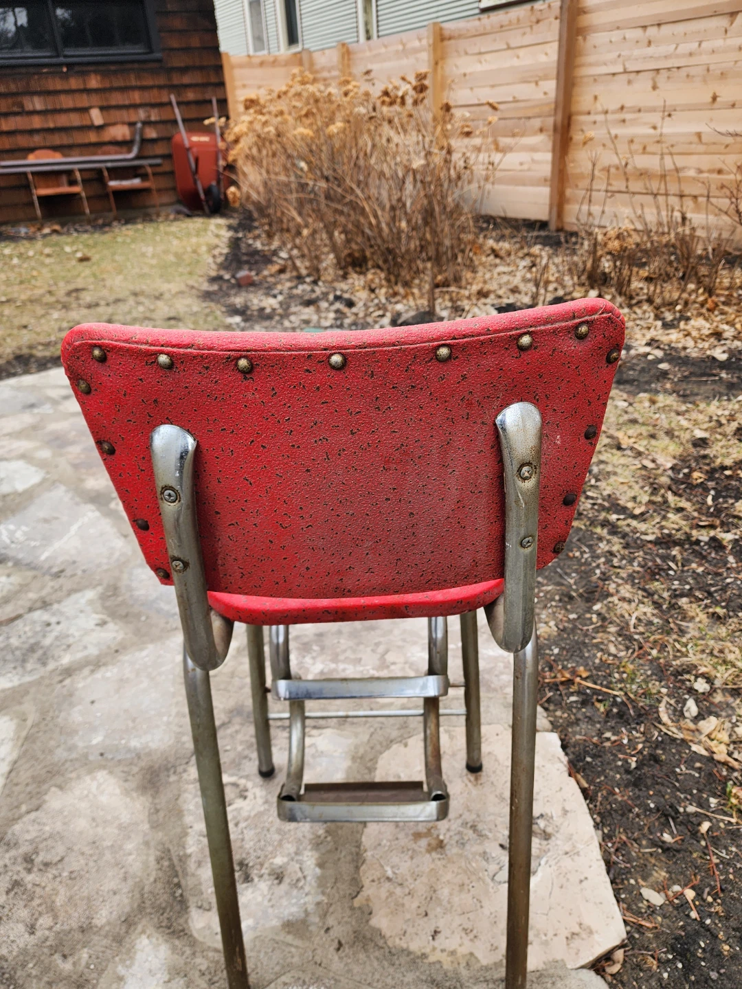 50's Vintage Cosco Red Studded Kitchen Step Stool/ Chair - MCM - photo 5