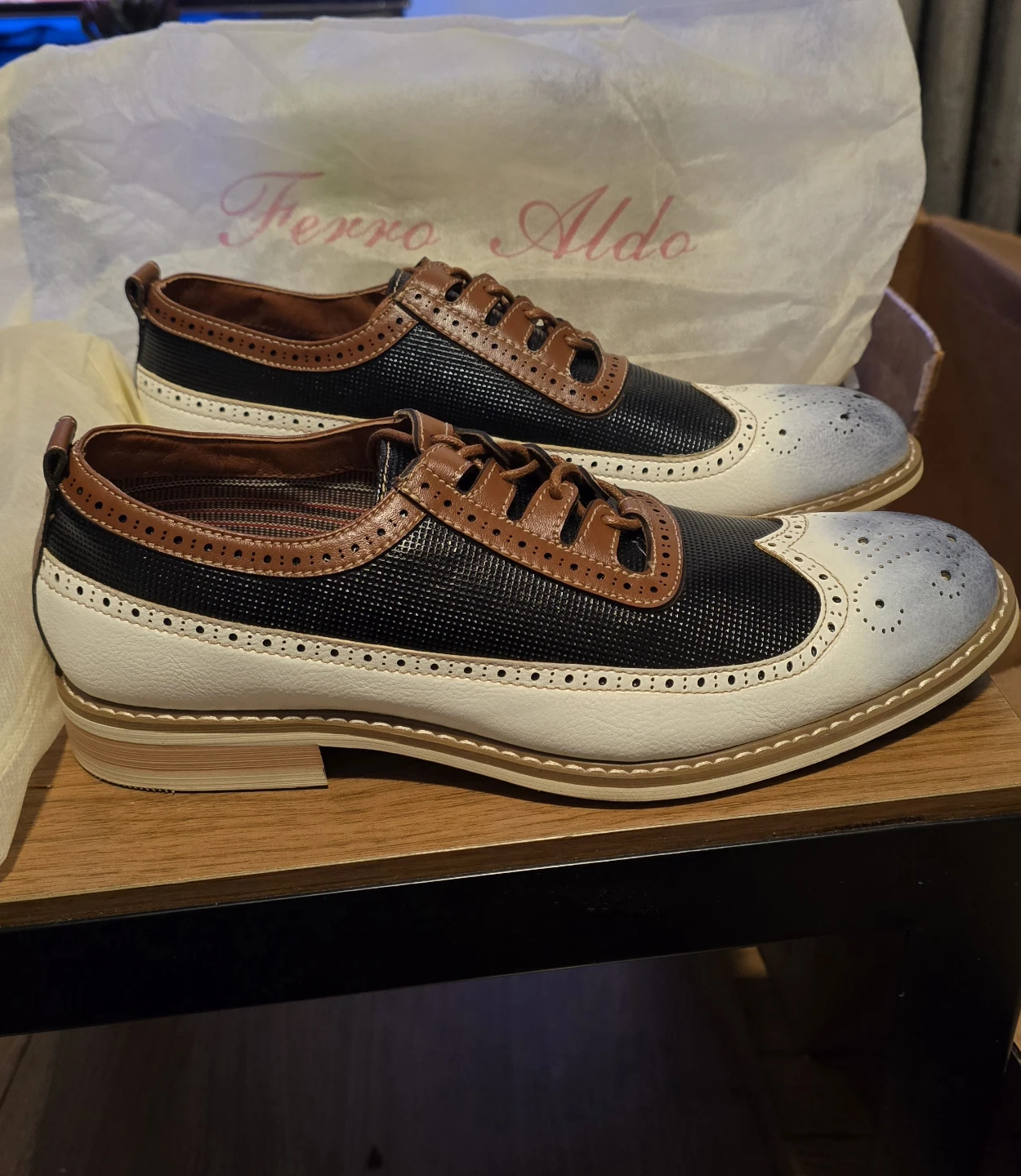Ferro Aldo Men's Wingtip Oxford Dress Shoes