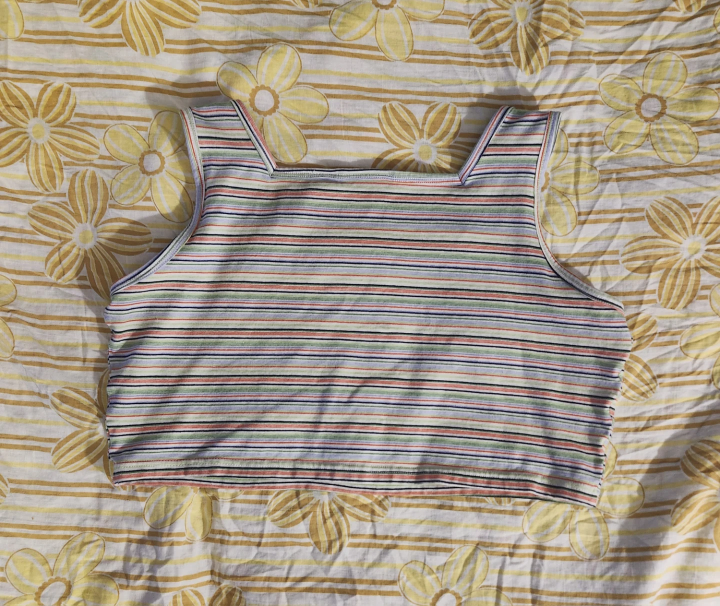 Multi-coloured striped cropped tank top - photo 2