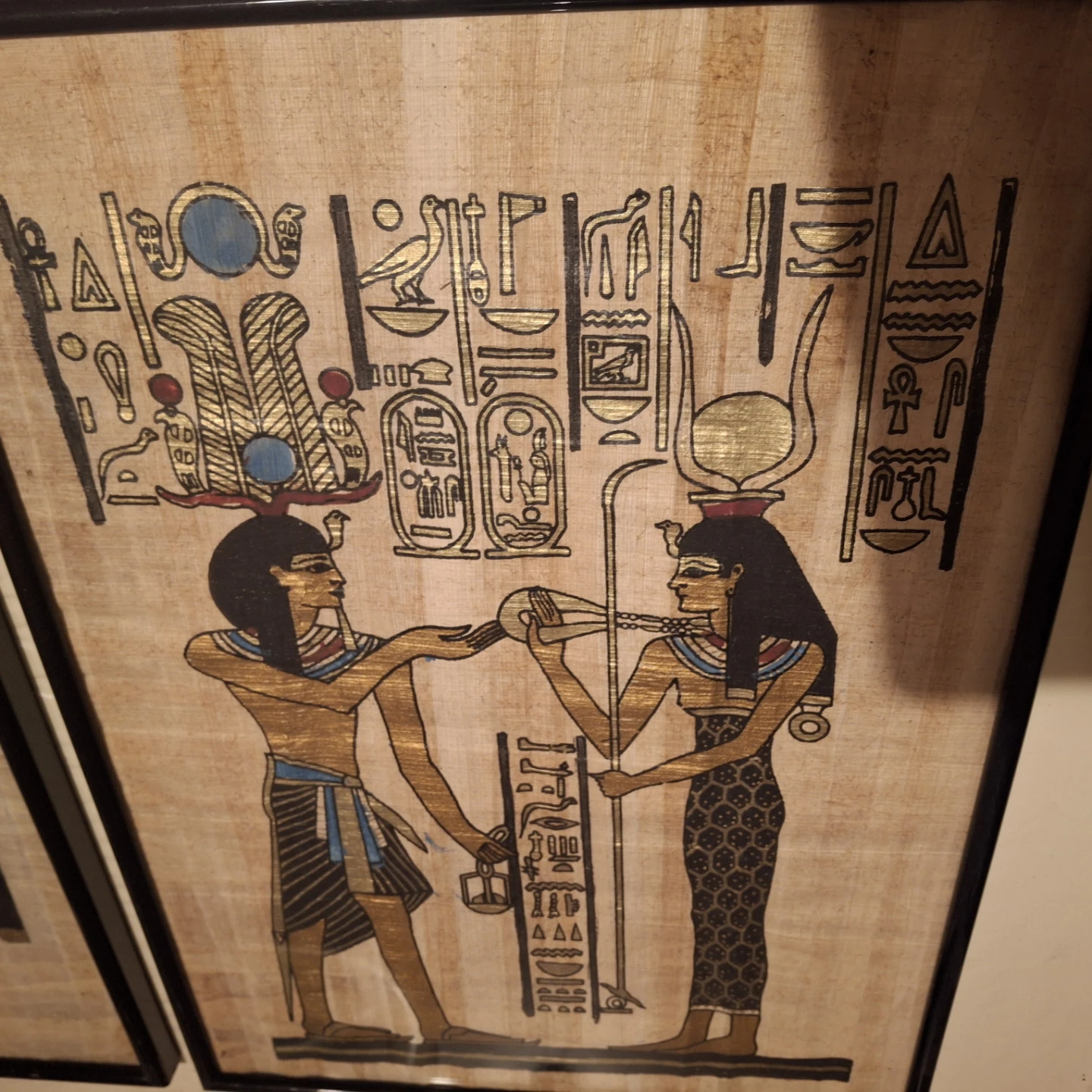 Framed Egyptian Papyrus replicas  Art - Set of 2 - photo 4