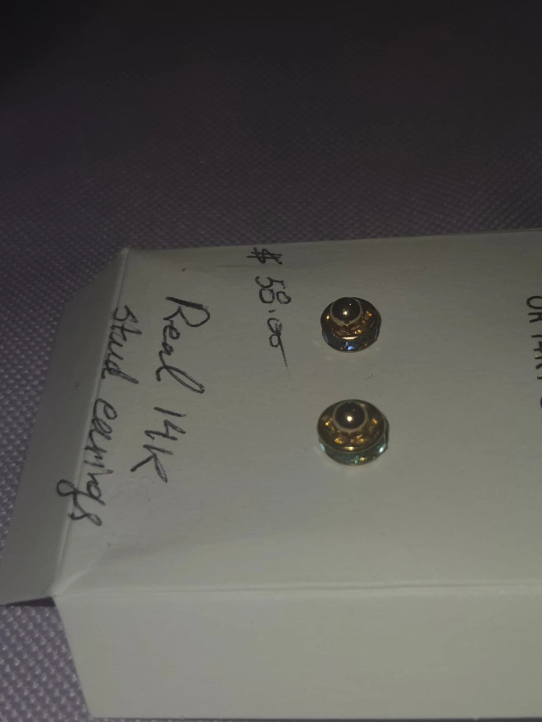 Real 14K Stud Earrings with Blue Accent Stones - photo 5