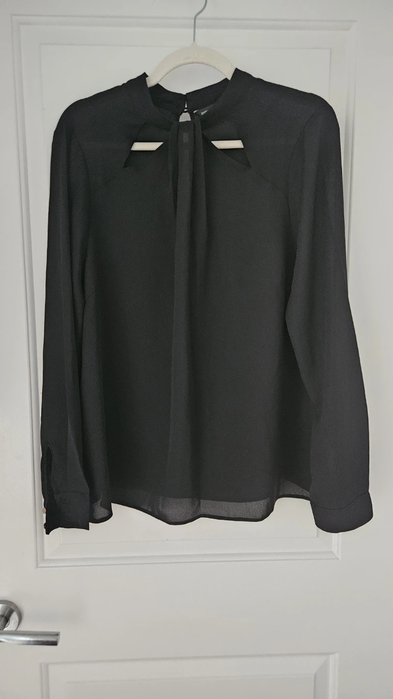 Dorothy Perkins Black Long Sleeve Blouse - Size 12 Large