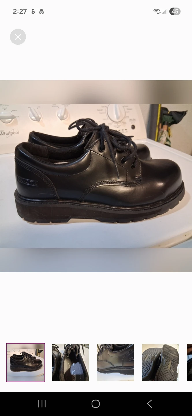 Dakota Black Leather Steel Toe Size 9