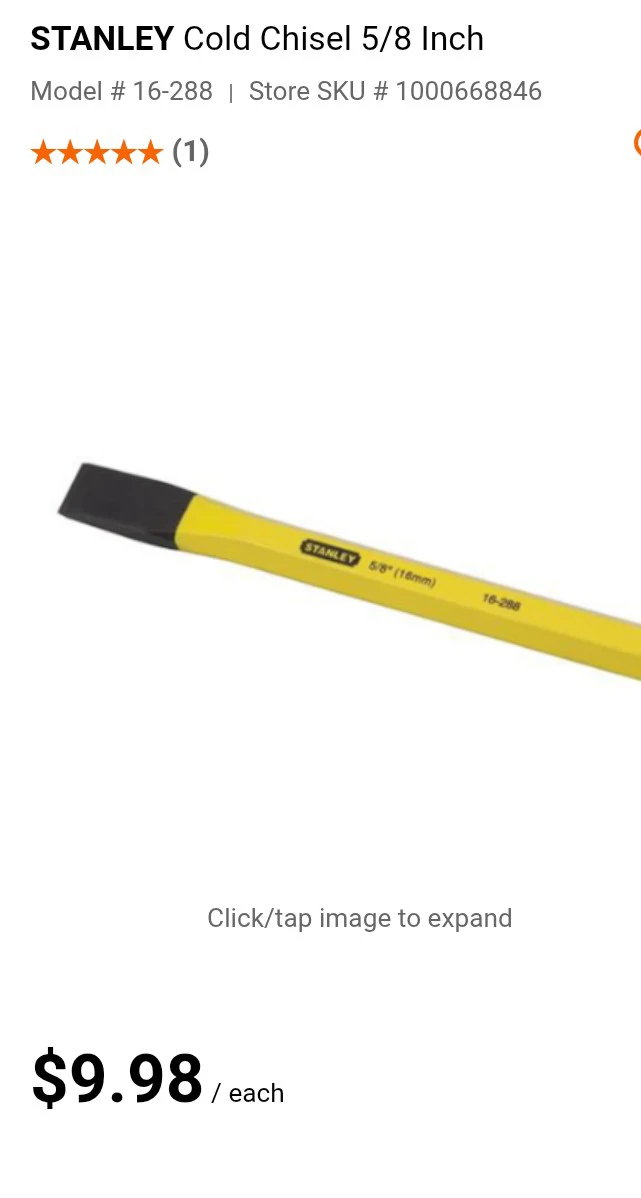 STANLEY Cold Chisel 5/8 Inch