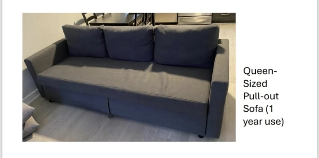 Queen Sized Pull-out Sofa - Dark Grey