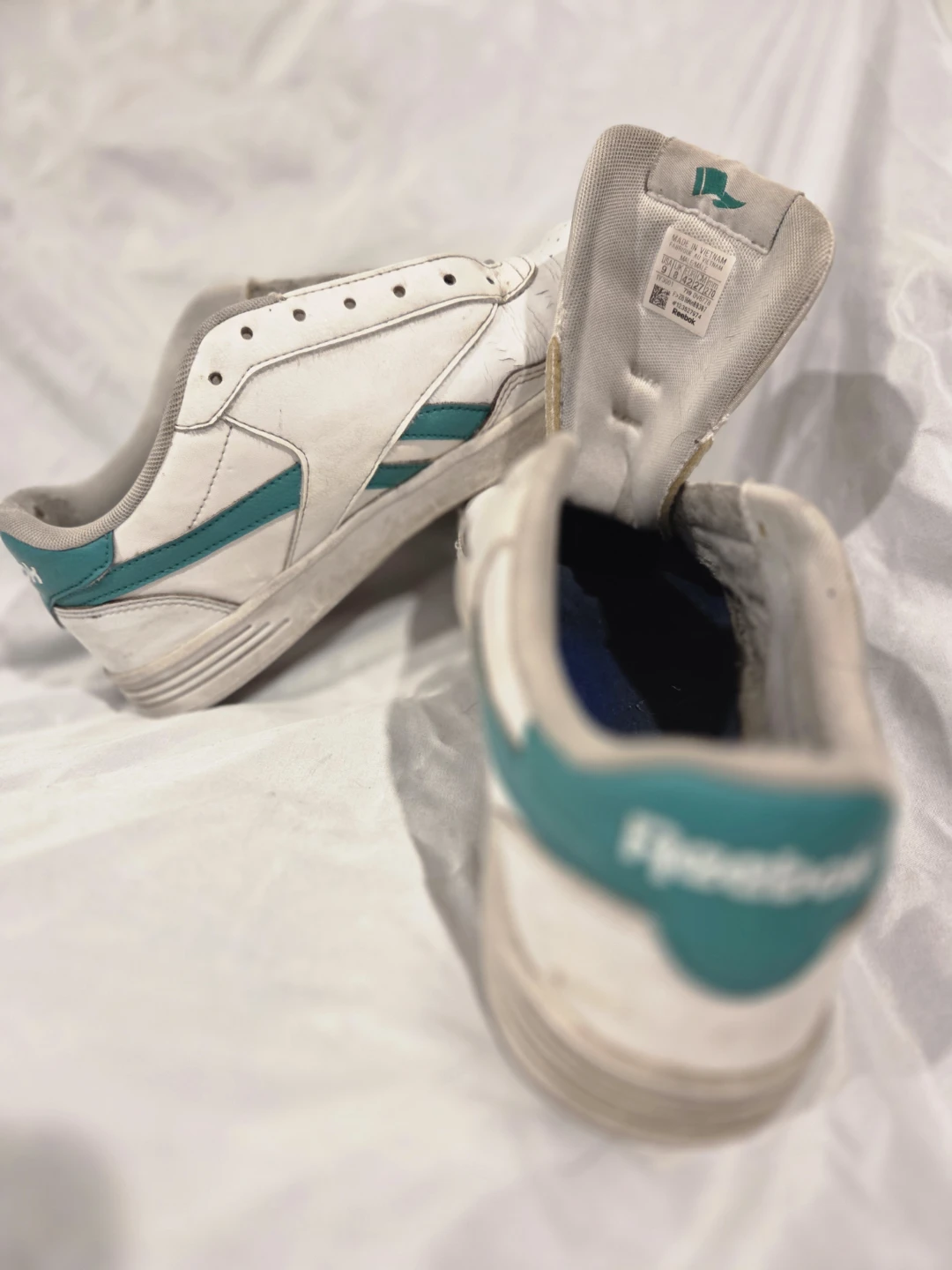 Reebok White and Teal Sneakers