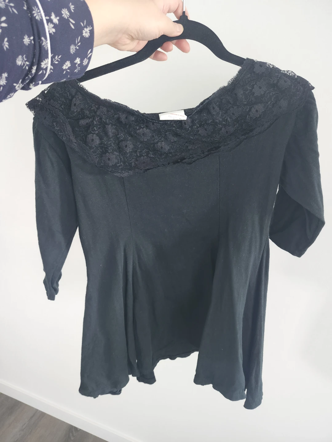 Vintage Black Lace Trim Cotton Top - photo 3