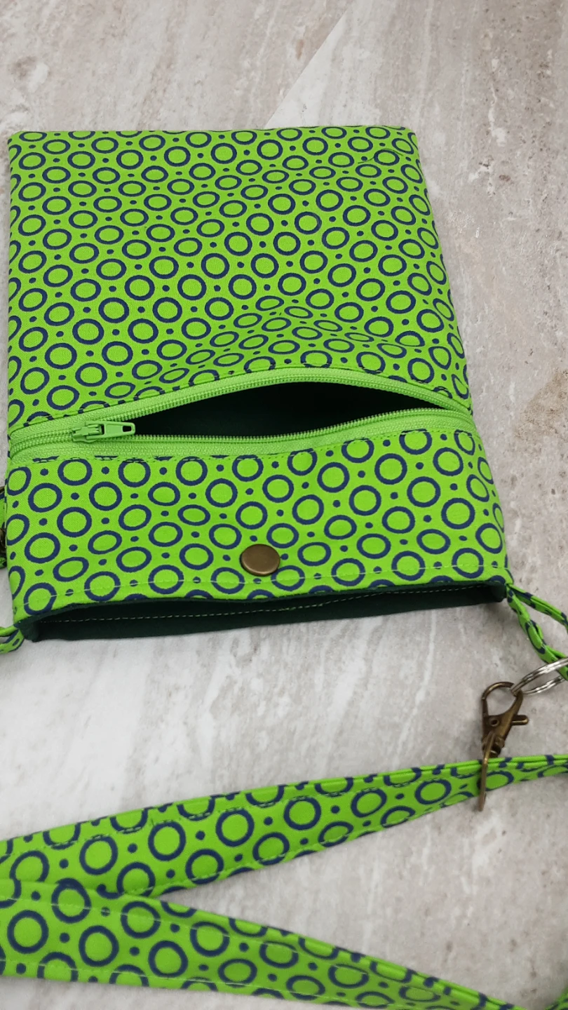 Lime Green Circle Pattern Tote Bag and Crossbody Pouch Set - photo 3
