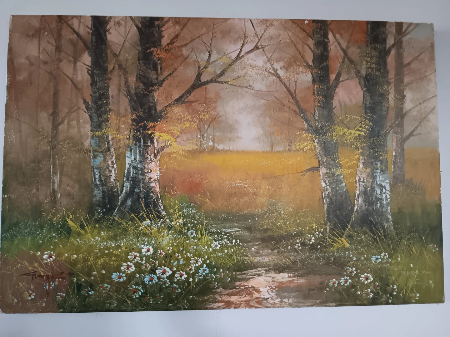 Vintage Forest Landscape Painting