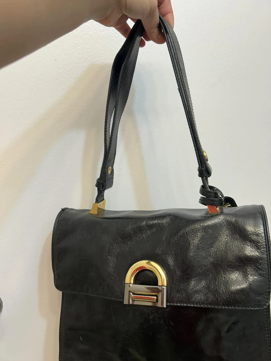Vintage Mischka Black Leather Shoulder Bag - photo 4