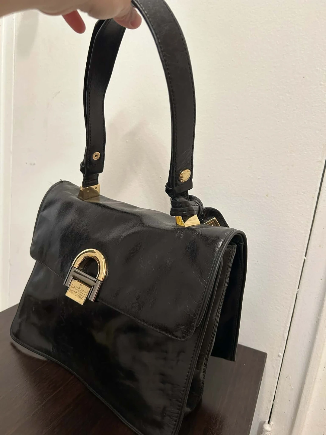 Vintage Mischka Black Leather Shoulder Bag - photo 5