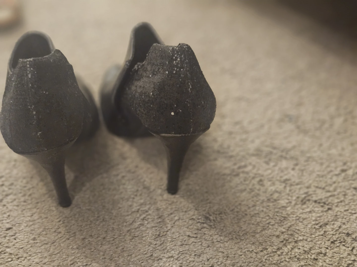 Jeanne Beker Black Glitter Ankle Boots