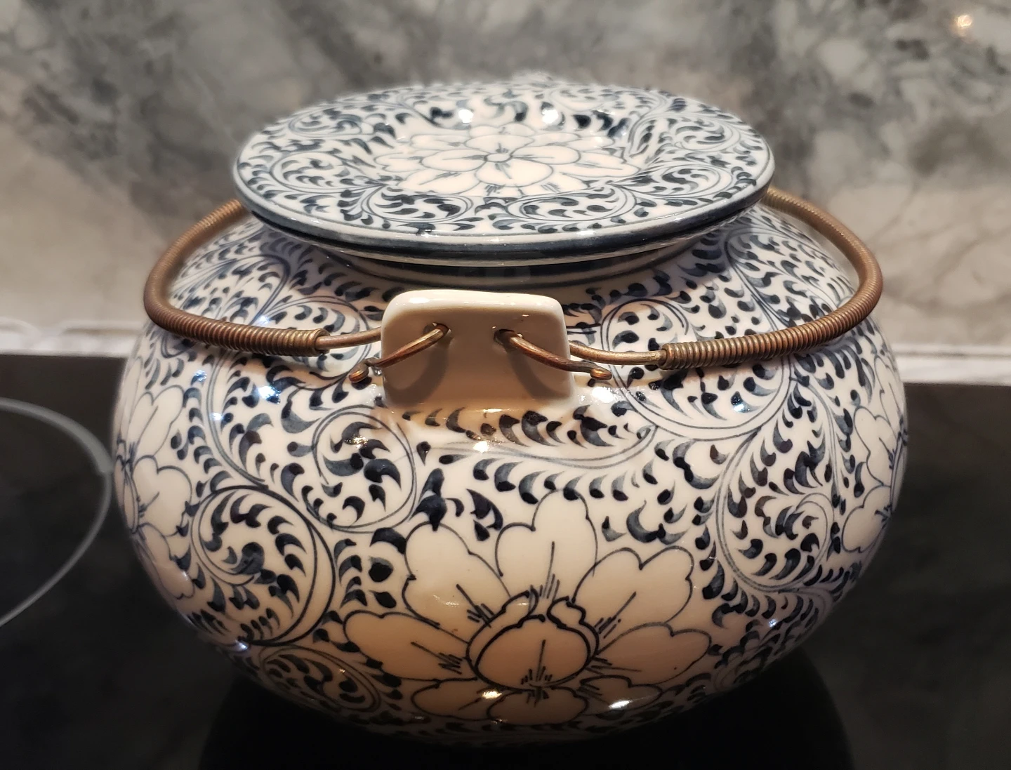 Blue and White Floral Ceramic Teapot - photo 3