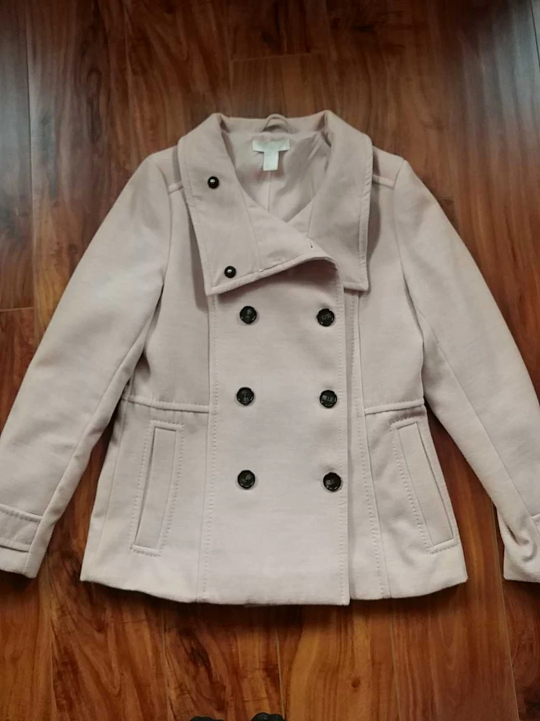 H&M Pink Double-Breasted Pea Coat