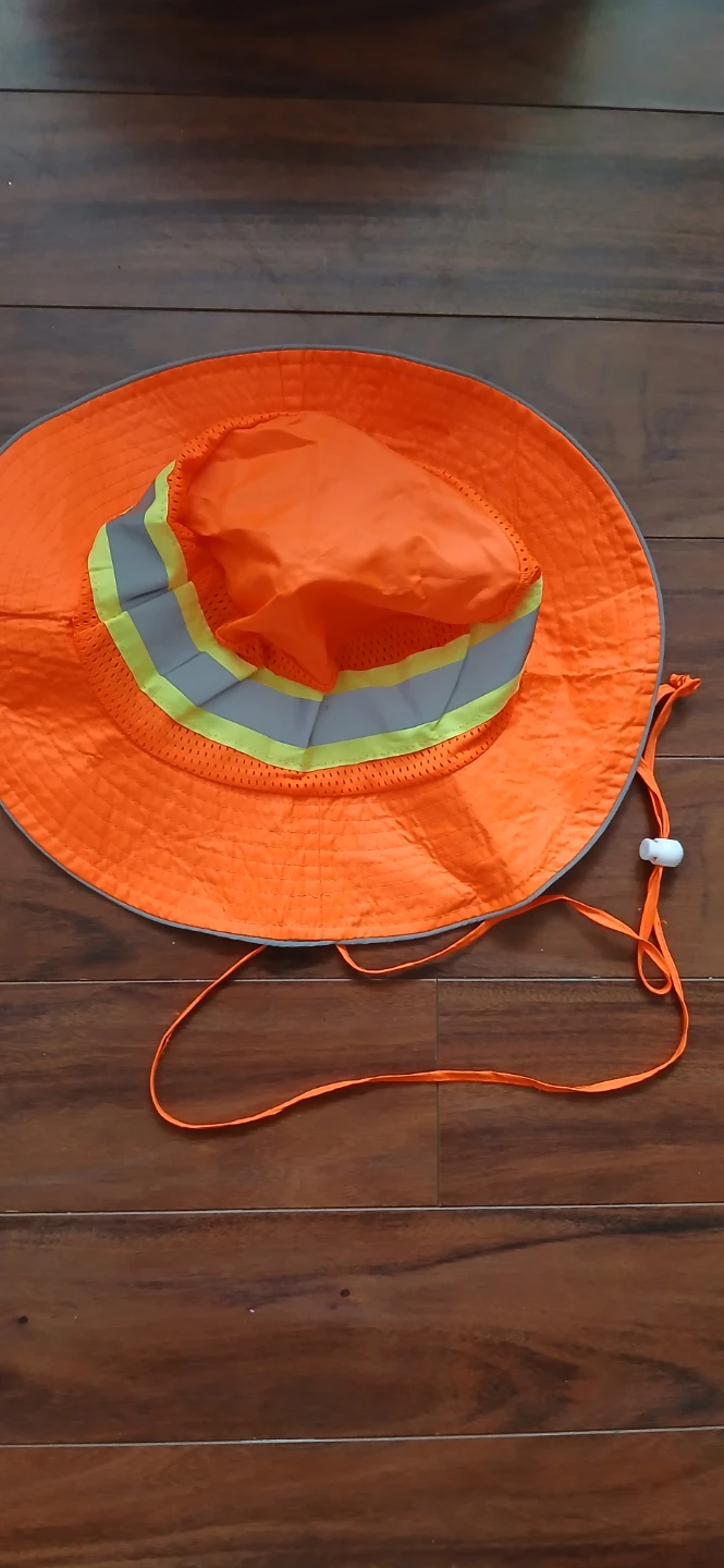 Orange Safety Bucket Hat with Reflective Stripes