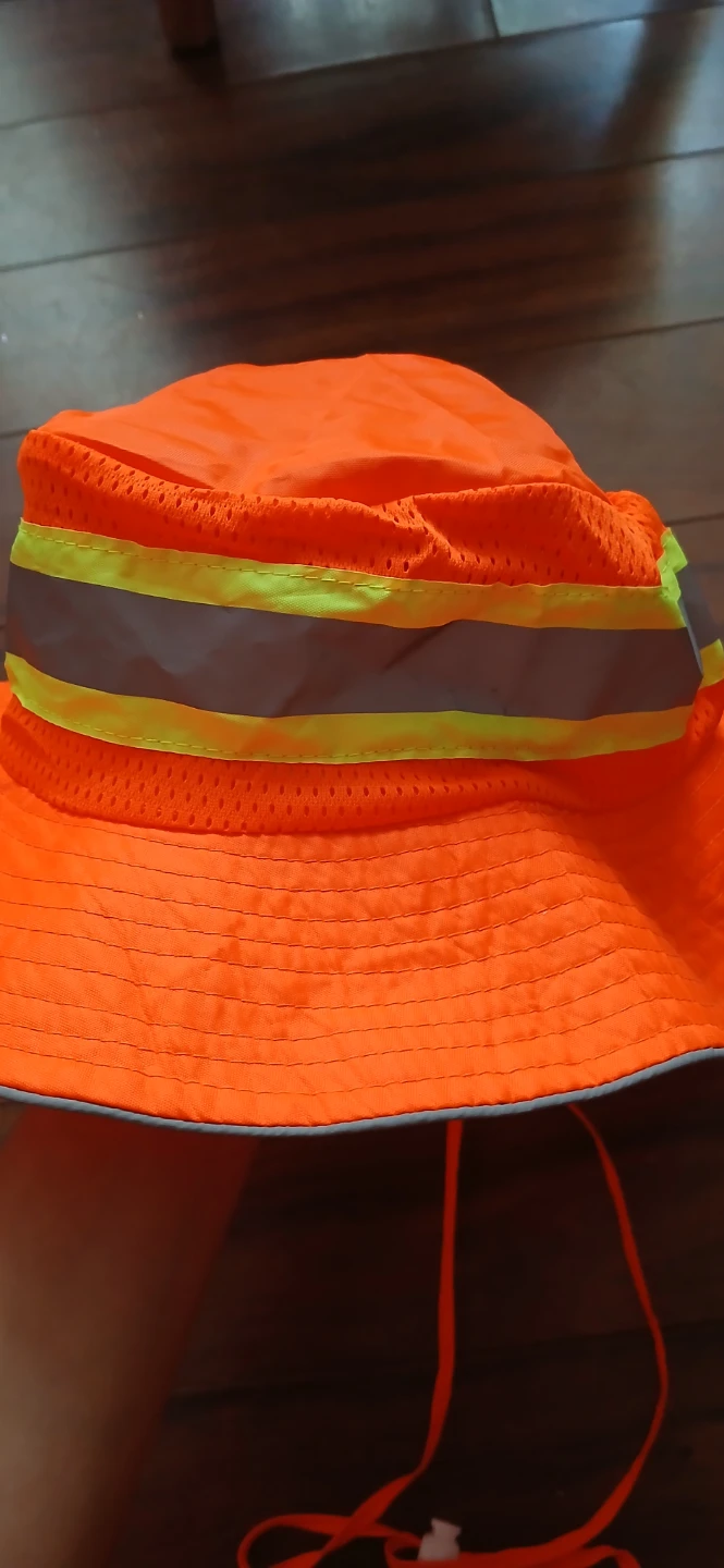 Orange Safety Bucket Hat with Reflective Stripes - photo 3