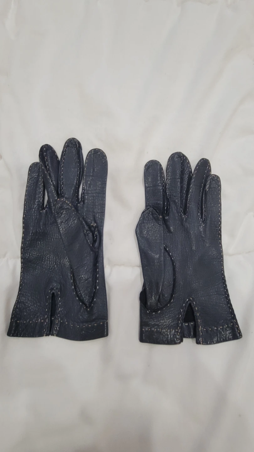 Navy Blue Italian Leather Gloves - Extra Small