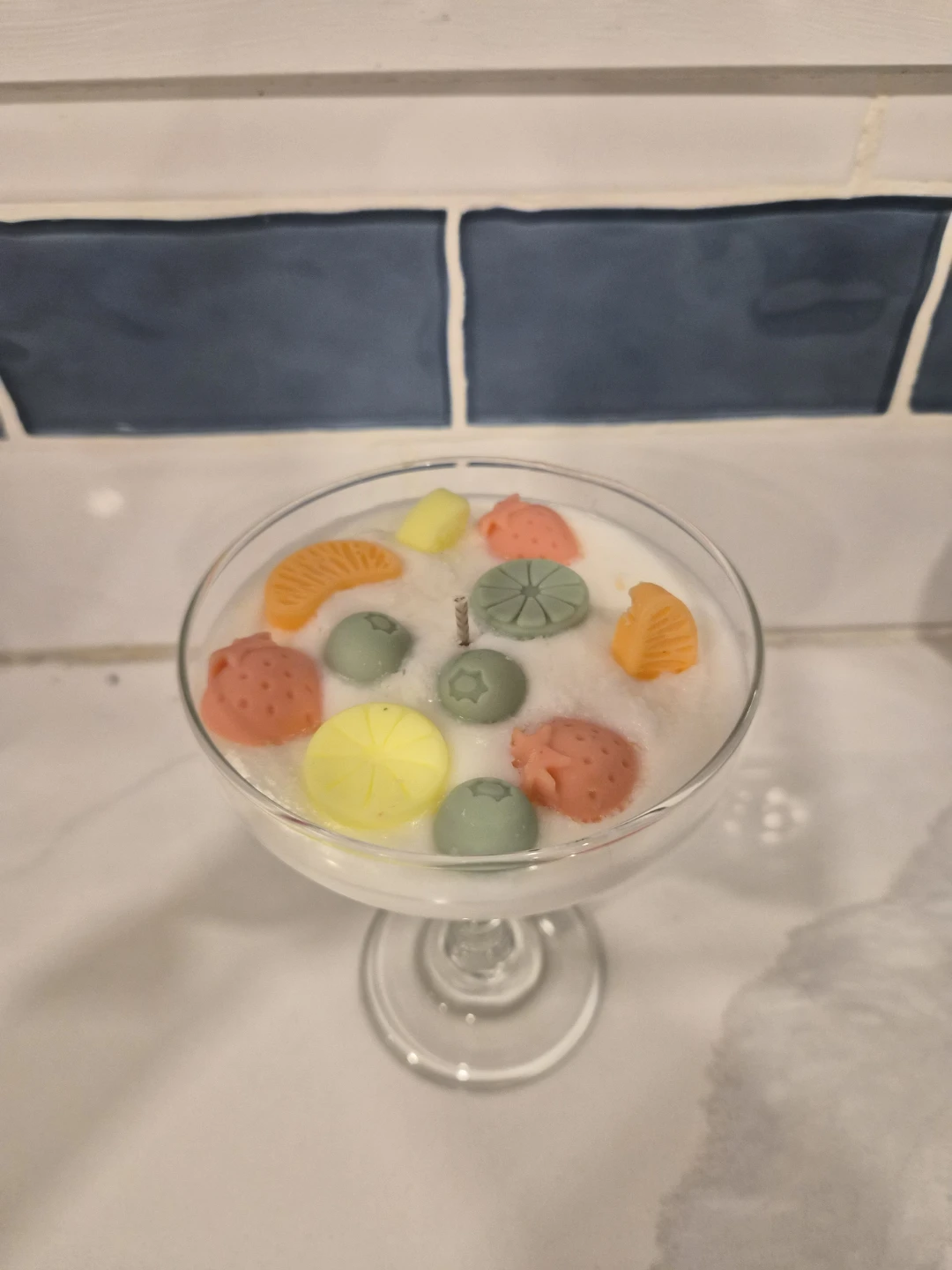 Vanilla Lemon Cocktail Candle | Fruit Topped  Candle |