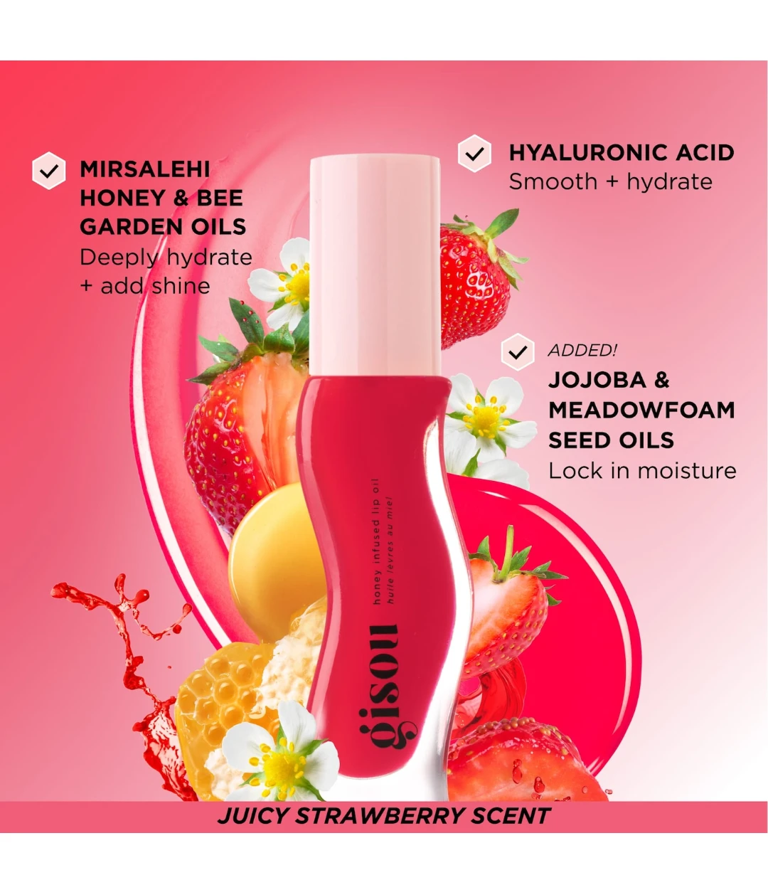 Gisou Honey Infused Lip Oil - Strawberry Sorbet - photo 2