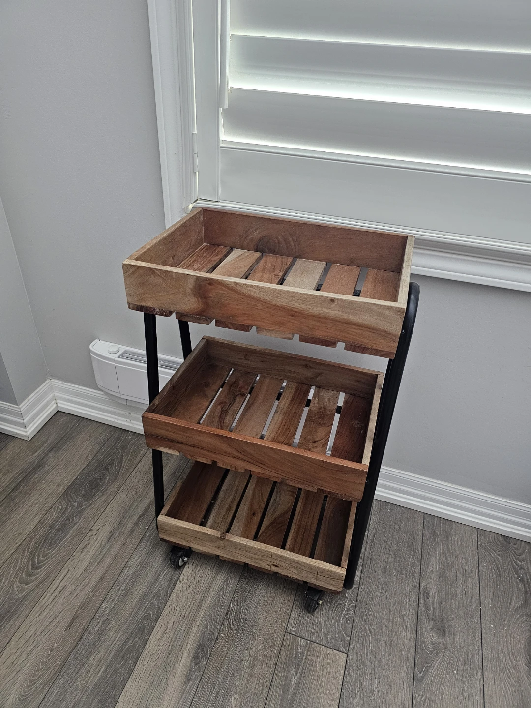 3-Tier Wooden Rolling Cart - photo 2