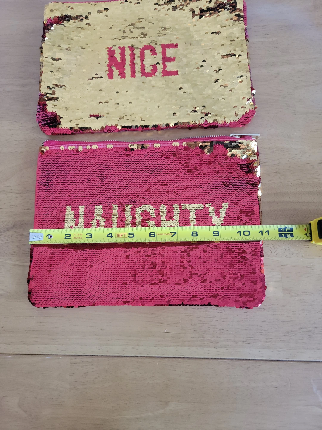 Set of 2 reversible sequin pouches, Naughty & Nice - photo 2