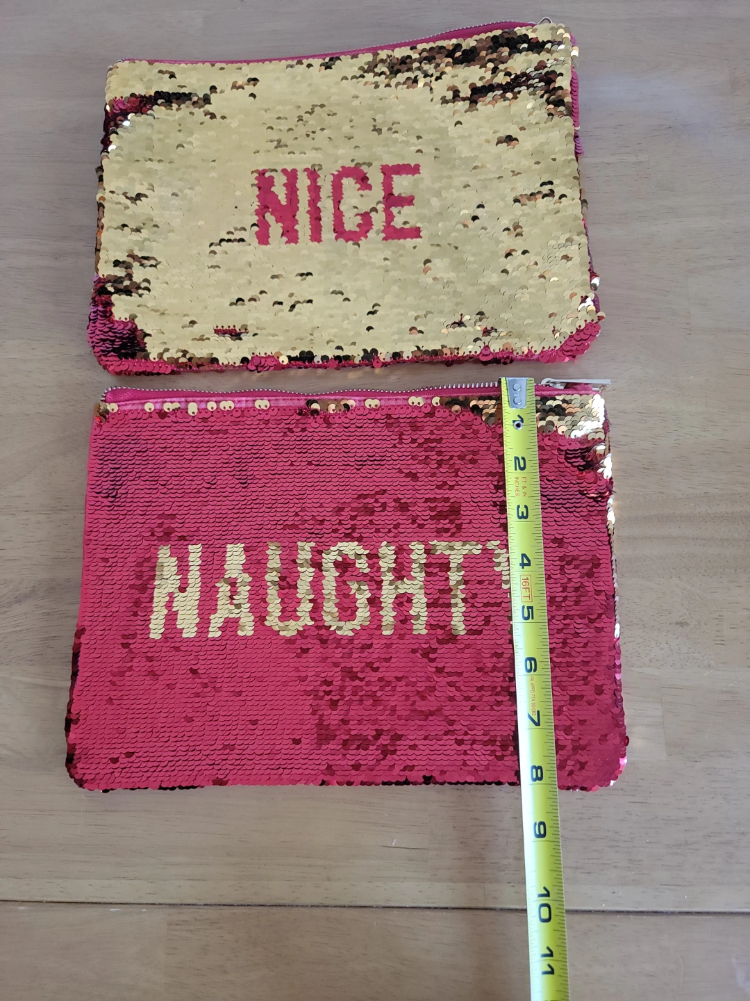 Set of 2 reversible sequin pouches, Naughty & Nice - photo 3