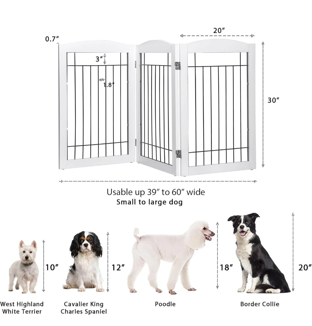 Freestanding Foldable Wood Dog Gate...GUC - photo 3